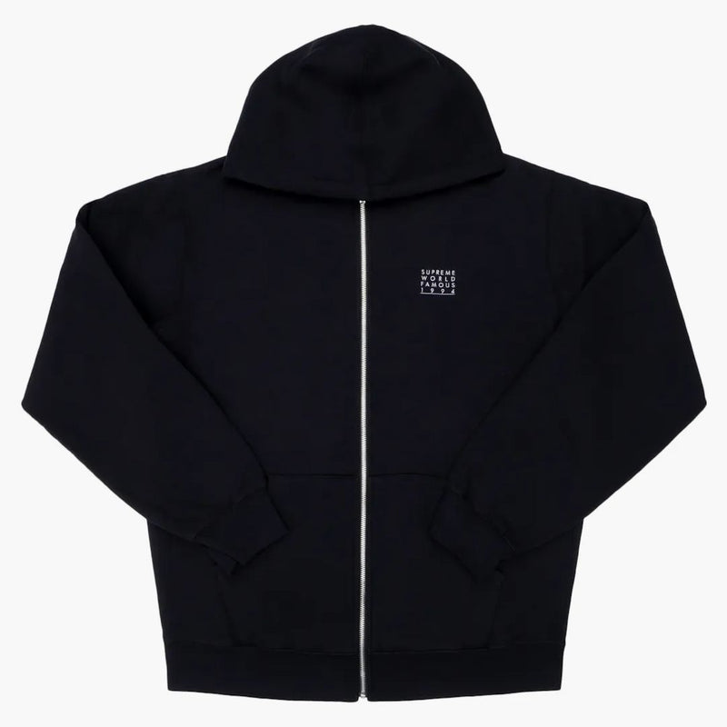 Supreme World Famous Zip Up Hooded Sweatshirt Black