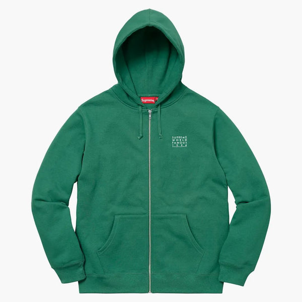Supreme World Famous Zip Up Hooded Sweatshirt Light Pine