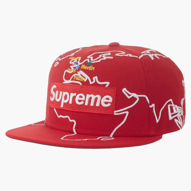Supreme Worldwide Box Logo New Era har röd