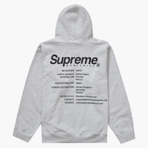 Supreme Worldwide Hooded Sweatshirt Ash Grey