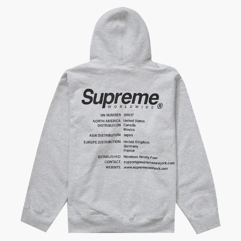 Supreme Worldwide Hooded Sweatshirt Ash Grey