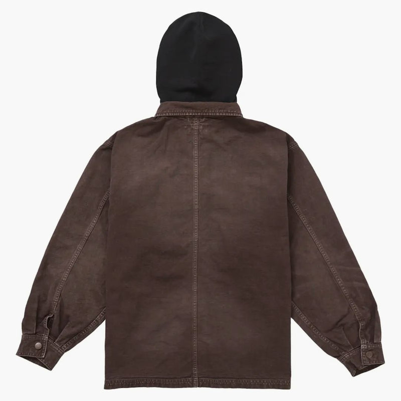 Supreme Worn Hooded Chore Coat Brown