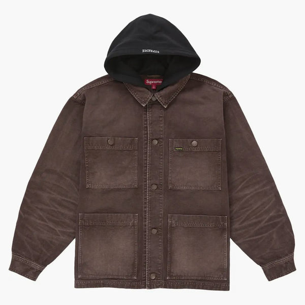 Supreme Worn Hooded Chore Coat Brown