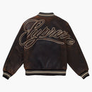 Chaqueta universitaridad de cuero suprema desgastada negra