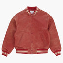Supreme Worn Leather Varsity Jacket Red