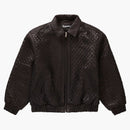 Supreme Woven Leather Varsity Jacket Black