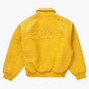 Högsta vävda läder varsity jacka gul