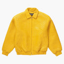 Högsta vävda läder varsity jacka gul