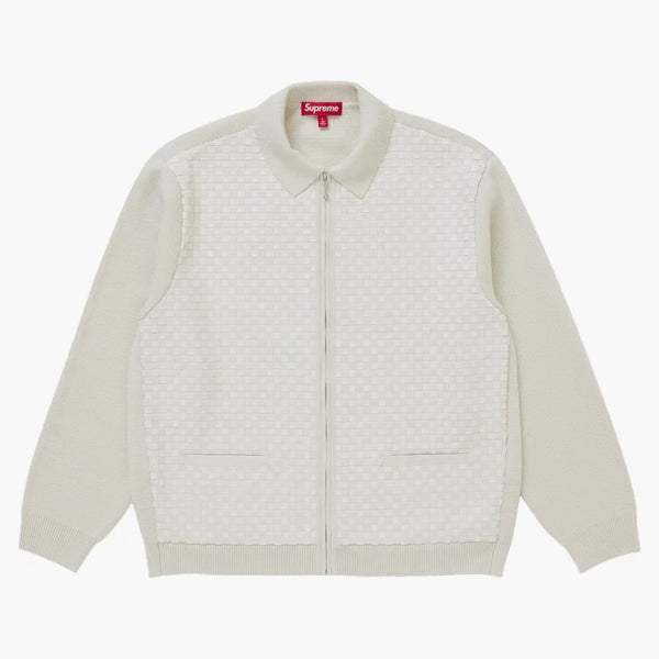 Supreme Woven Leather Zip Cardigan (FW24) White