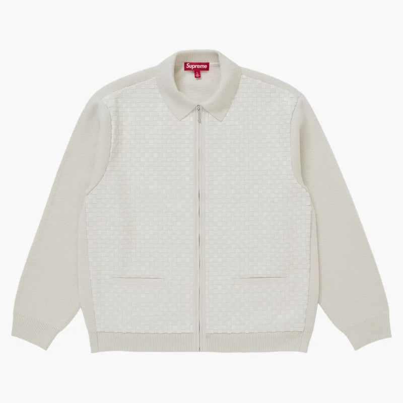 Supreme Woven Leather Zip Cardigan (FW24) White