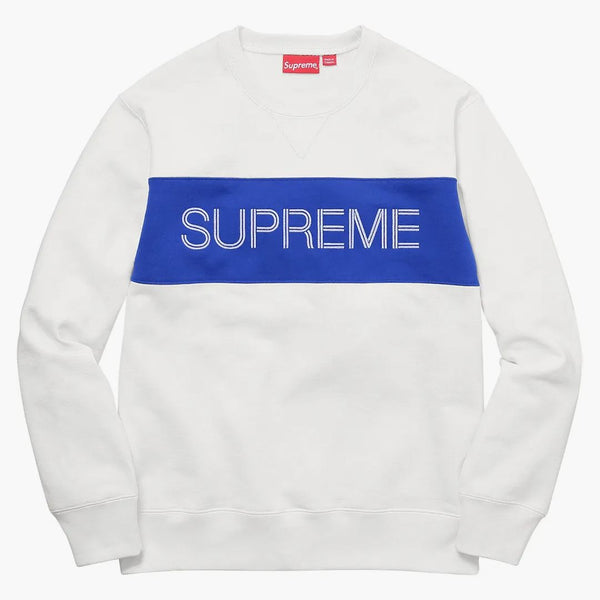 Supreme Zig Zag Stitch Panel Crewneck White