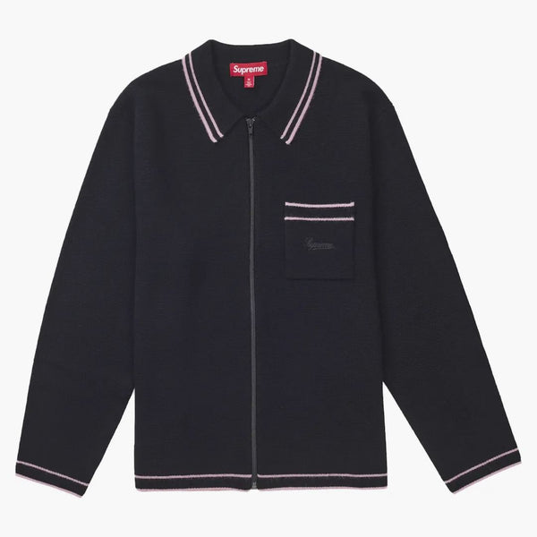 Supreme Zip Up Polo tröja svart