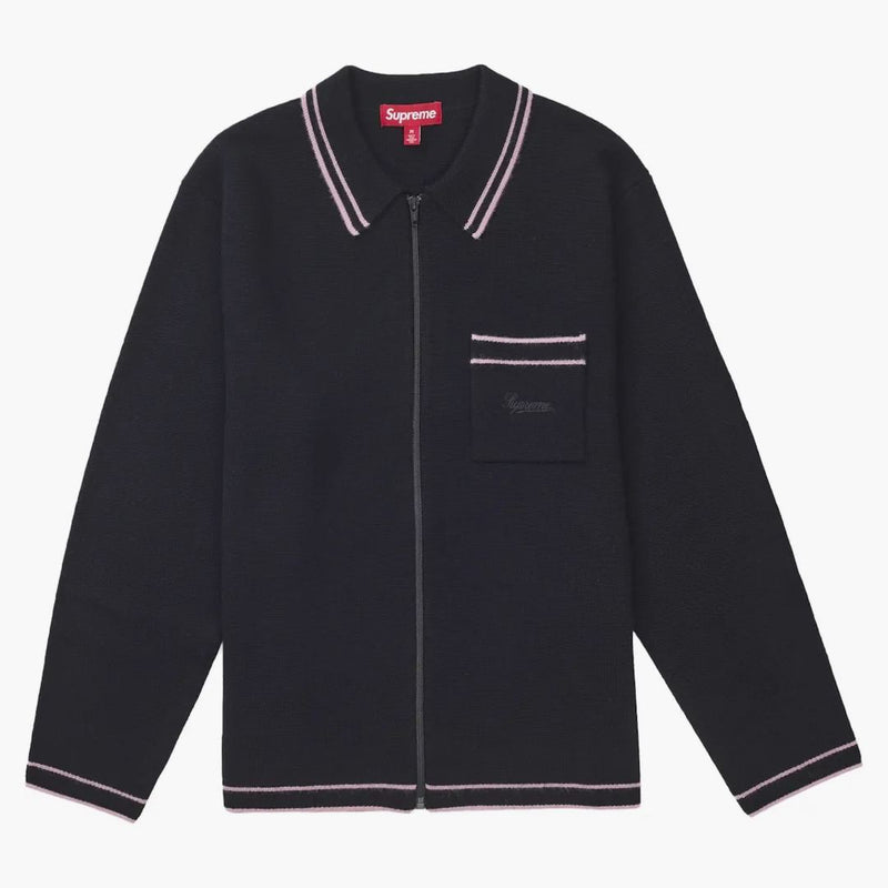 Supreme Zip Up Polo tröja svart