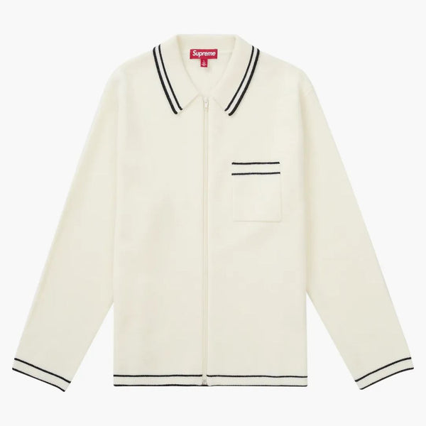 Supreme Zip Up Polo Sweater White