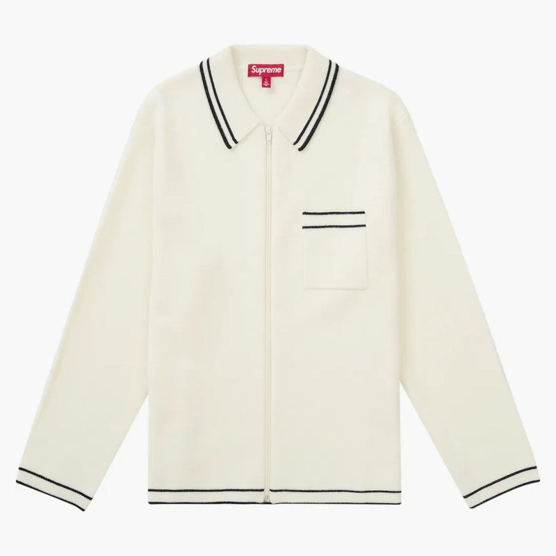 Supreme Zip Up Polo Sweater White