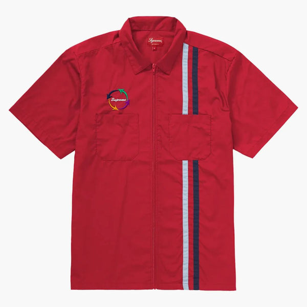 Supreme Zip Up s/s arbetsskjorta röd