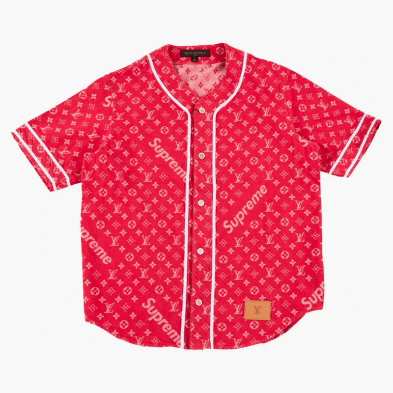 Supreme X Louis Vuitton Jacquard Denim Baseball Jersey Red Buy