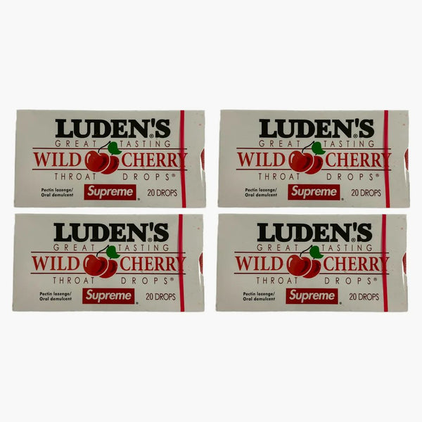 Supreme X Luden's Wild Cherry Throat Drops Box 4X Lot (inte passar för mänsklig konsumtion)