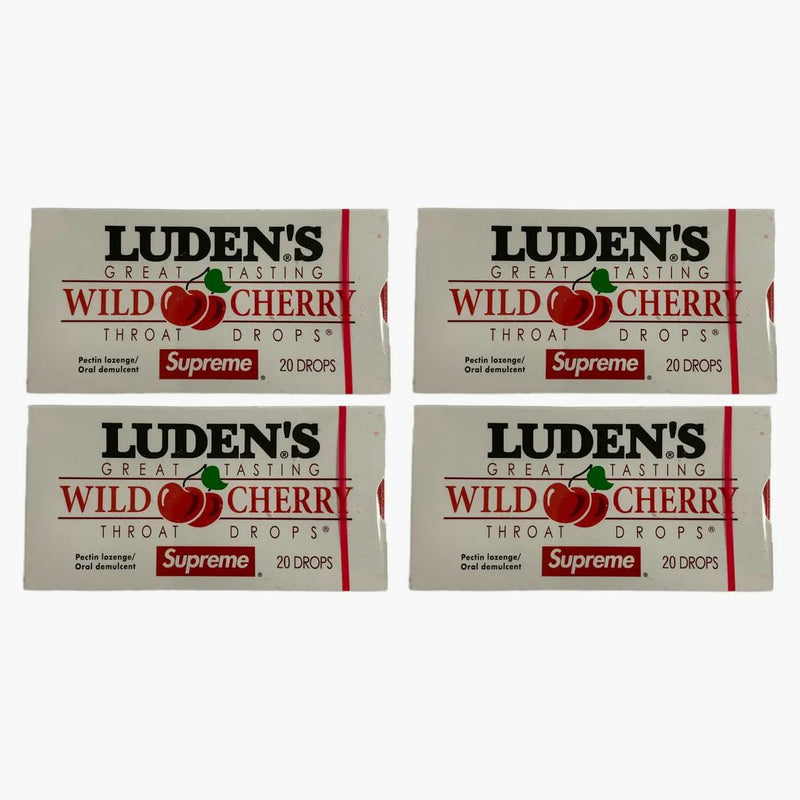 Supreme X Luden's Wild Cherry Throat Drops Box 4X Lot (inte passar för mänsklig konsumtion)