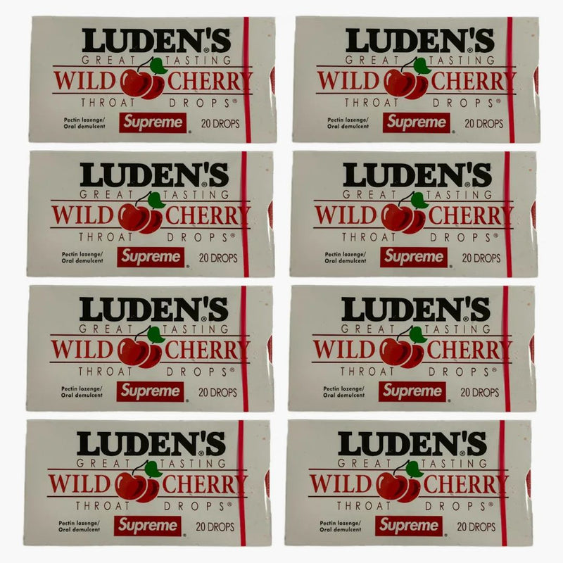 Supreme X Luden's Wild Cherry Throat Drops Box 8x Lot (inte passar för mänsklig konsumtion)