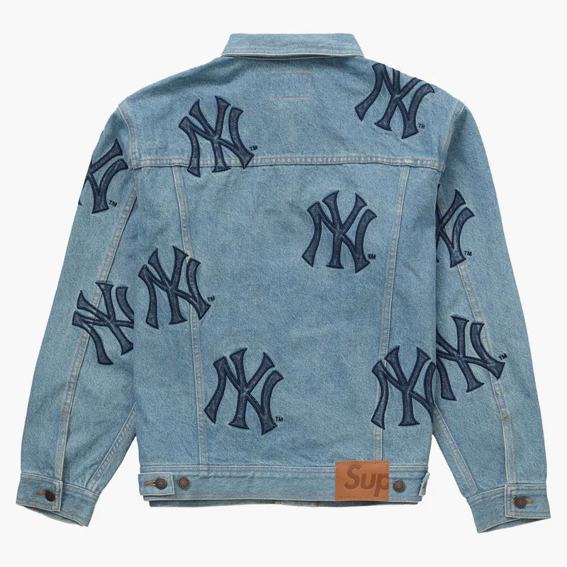 Supreme x New York Yanke's Denim Trucker Jacket Washed Blue