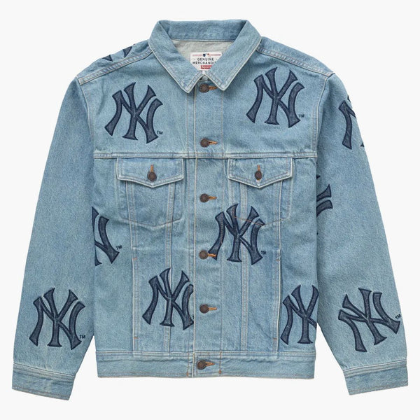 Supreme x New York Yanke's Denim Trucker Jacket Washed Blue