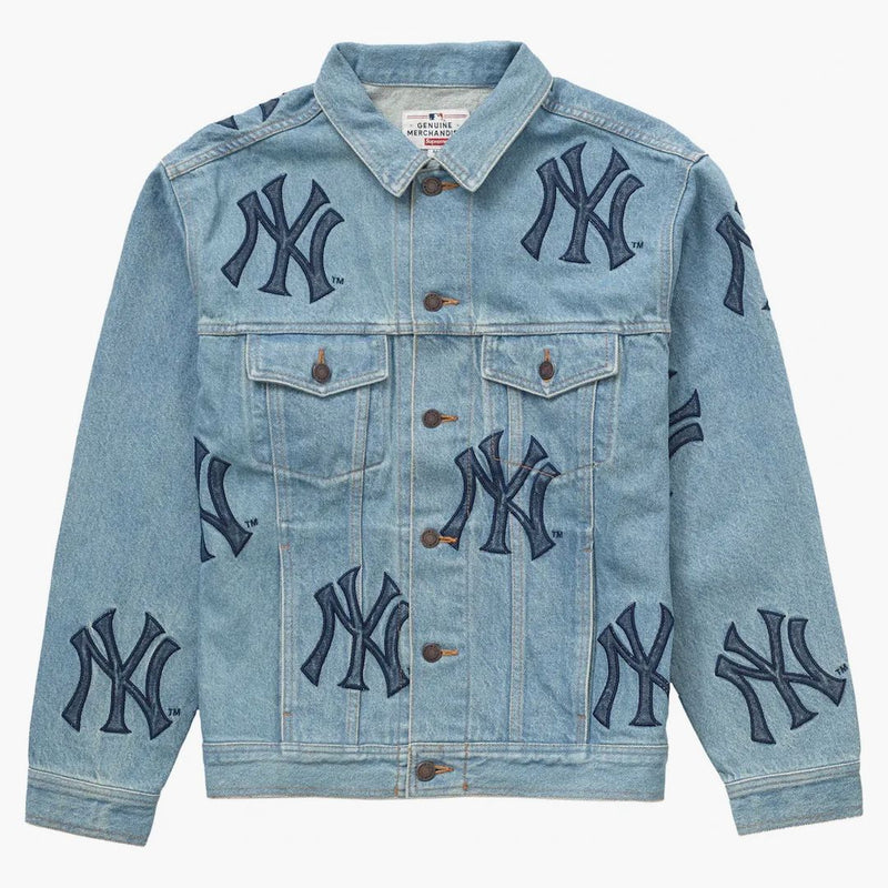 Supreme x New York Yanke's Denim Trucker Jacket Washed Blue