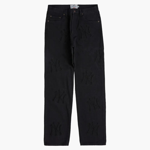 Supreme X New York Yankees vanliga jean tvättade svart