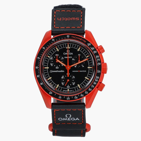 Swatch x Missione Moonswatch bioceramica Omega sulla earth Lava SO33O100