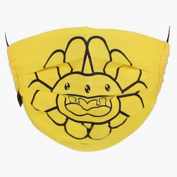 Takashi Murakami Doubleface Flower Face Mask Lemon Yellow/black
