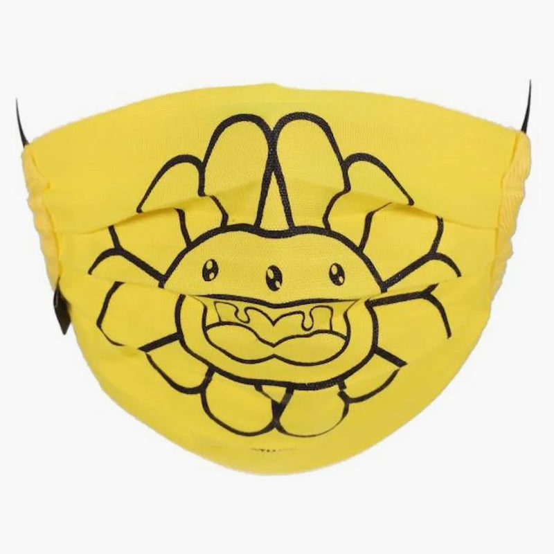 Takashi Murakami Doubleface Flower Face Mask Lemon Yellow/black