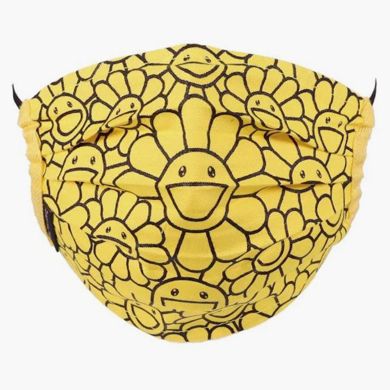 Takashi murakami květinový vzor obličejové masky Citron žlutá/černá