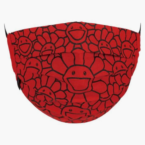 Takashi Murakami Flower Pattern Face Mask Red/black