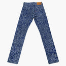 Takashi Murakami Flowers and Skulls Jacquard Denim Pants Dark Blue