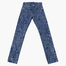 Takashi Murakami Flowers and Skulls Jacquard Denim Pants Dark Blue