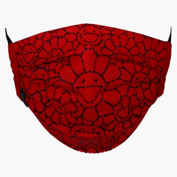 Takashi Murakami Mesh Flower Pattern Face Mask Red/Black