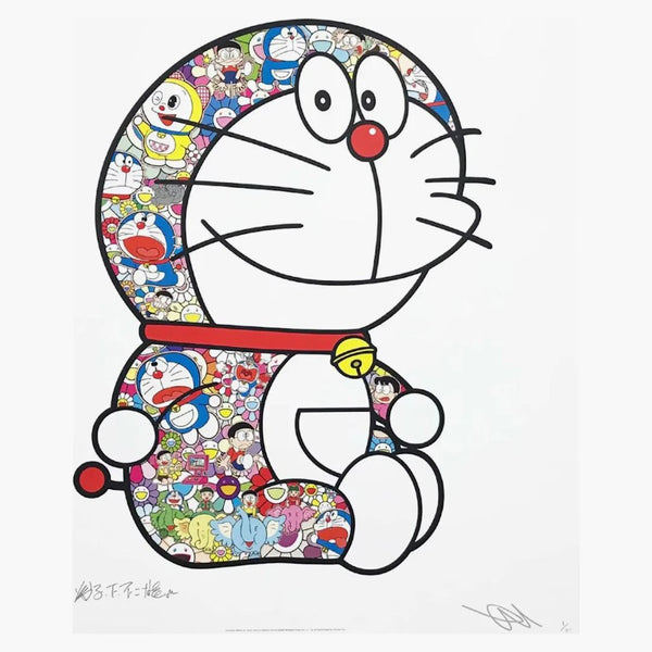 Takashi Murakami sentado Doraemon "¡Todos los días es un festival!" Impresión (firmado, edición de 300)