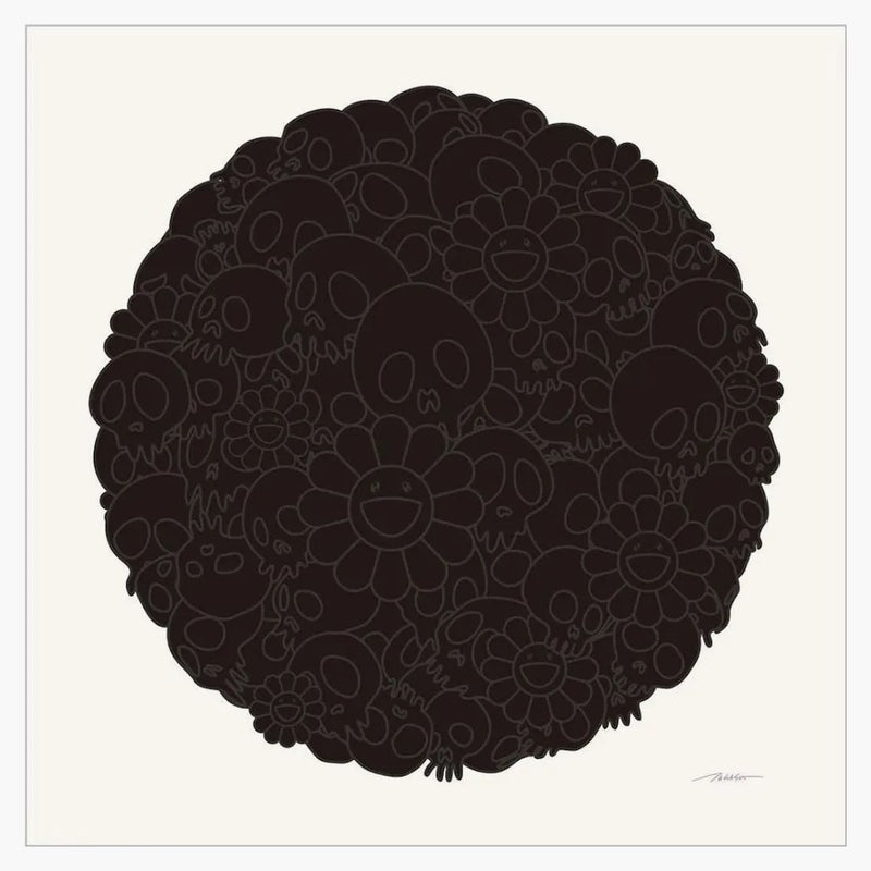 Takashi Murakami for Blm Black Flowers & Skulls Round Print (Signed, Edition of 300)