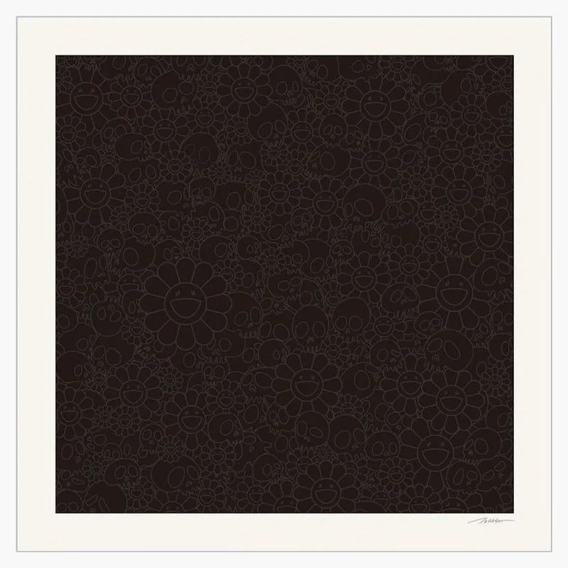 Takashi Murakami for Blm Black Flowers & Skulls Square Print (Signed, Edition of 300)
