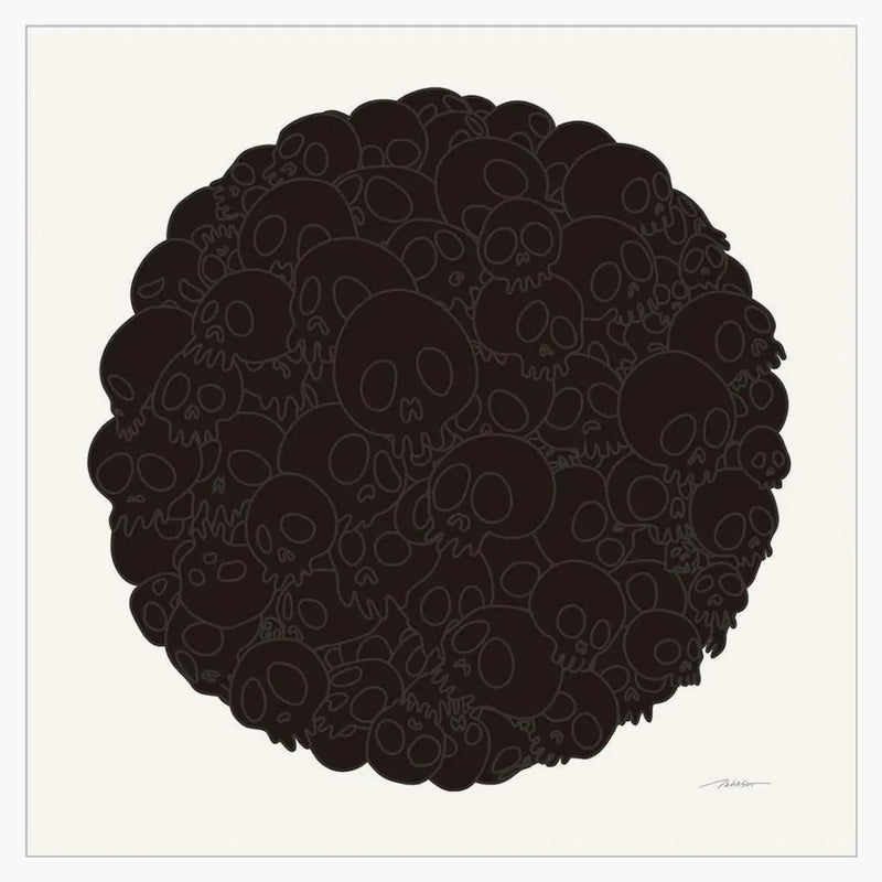 Takashi Murakami pro BLM Black Skulls Round Print (podepsáno, vydání 300)