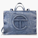 Telfar Large Denim Shopping Bag Blue