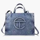 Telfar Medium Denim Shopping Bag Blue