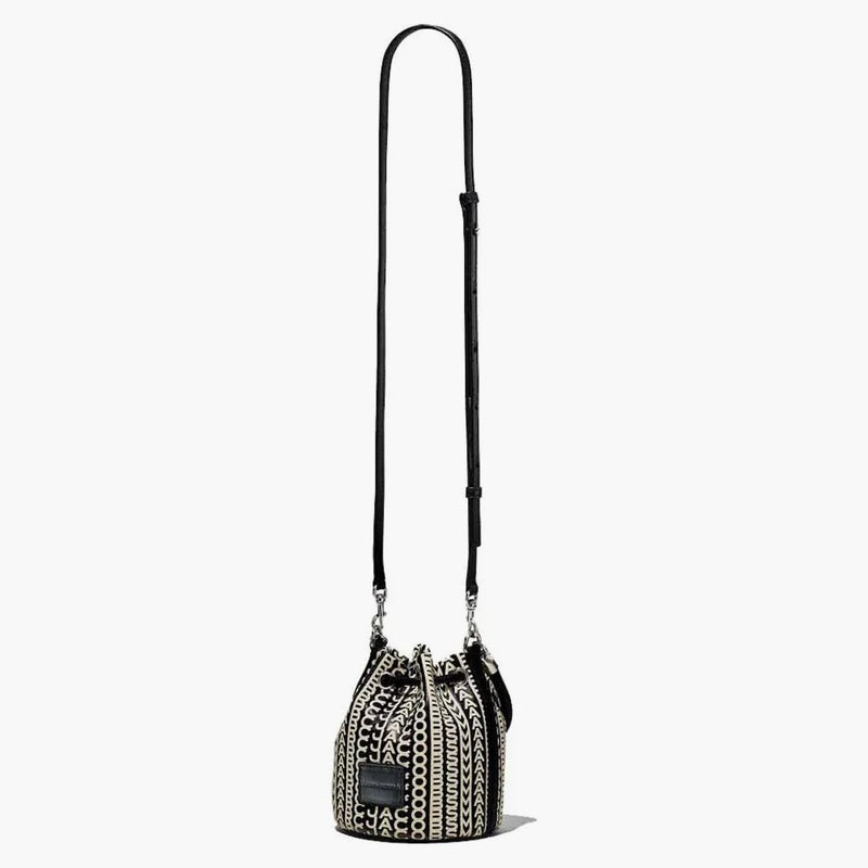 Marc Jacobs Monogram Leather Micro Bucket Bag Black/White