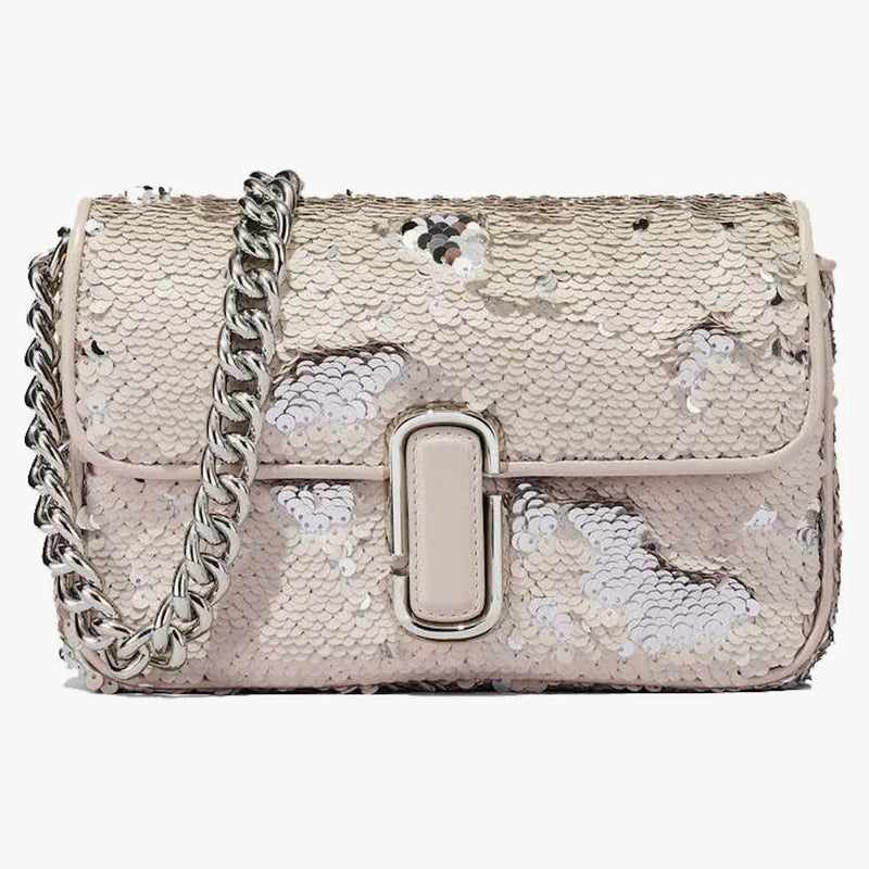 Marc Jacobs paljetten j marc axelväska grädde/silver