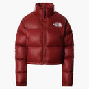 El North Face Womens nupse 700 relleno chaqueta corta casa de ladrillo rojo