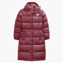 The North Face Womens Nuptse Belted Long Parka Wild Ginger