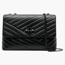 Tory Burch Kira Chevron Powder Coated Convertible Shoulder Bag Black/silver