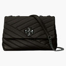 Tory Burch Kira Chevron Powder Coated Small Convertible Shoulder Bag Black/silver