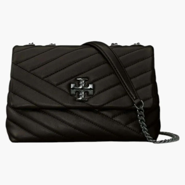 Tory Burch Kira Chevron Powder Coated Small Convertible Shoulder Bag Black/silver
