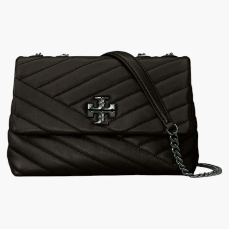 Tory Burch Kira Chevron Powder Coated Small Convertible Shoulder Bag Black/silver